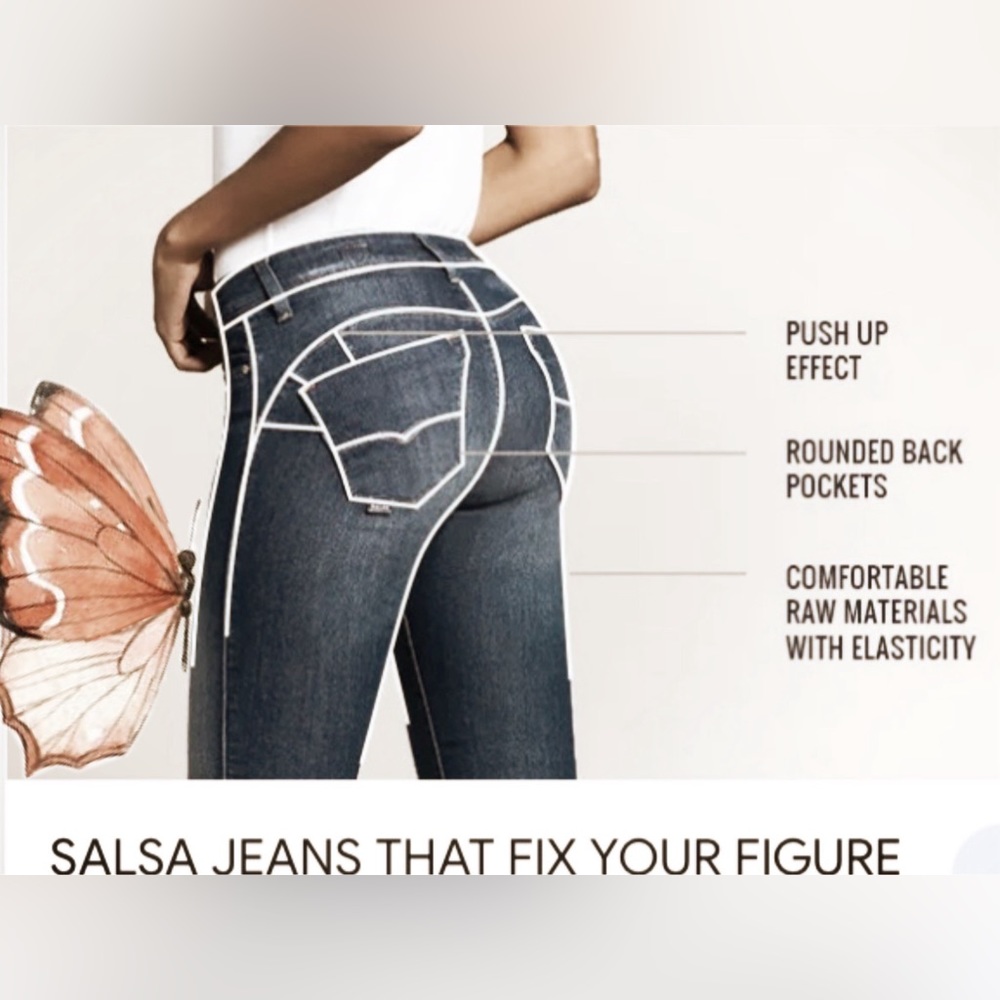 Salsa Push Up Wonder Skinny Jeans Dark Distressed 27 NWT
